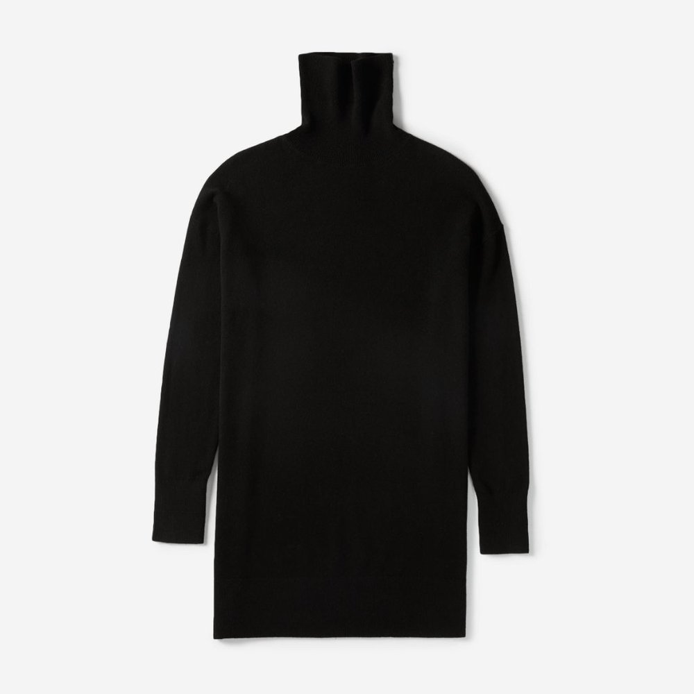 Everlane Cashmere Turtleneck Dress, M, black